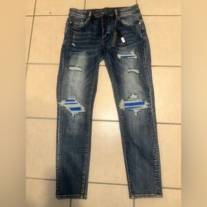 AMIRI Men's Blue Distressed Skinny Jeans